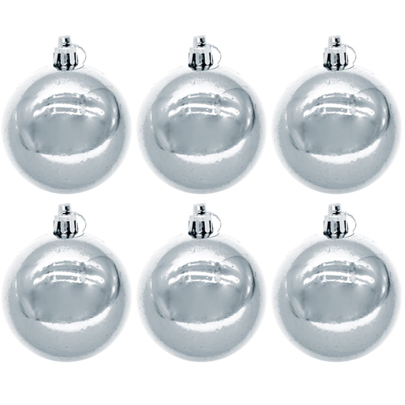 Коледени Топки, Декорация за Коледна Елха, 6 броя, 8 см - Сребристи - Terzico