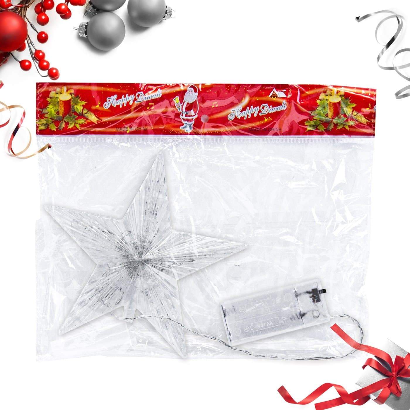 Украса за Коледно Дърво, Светещ Връх за Елха - Звезда - Terzico