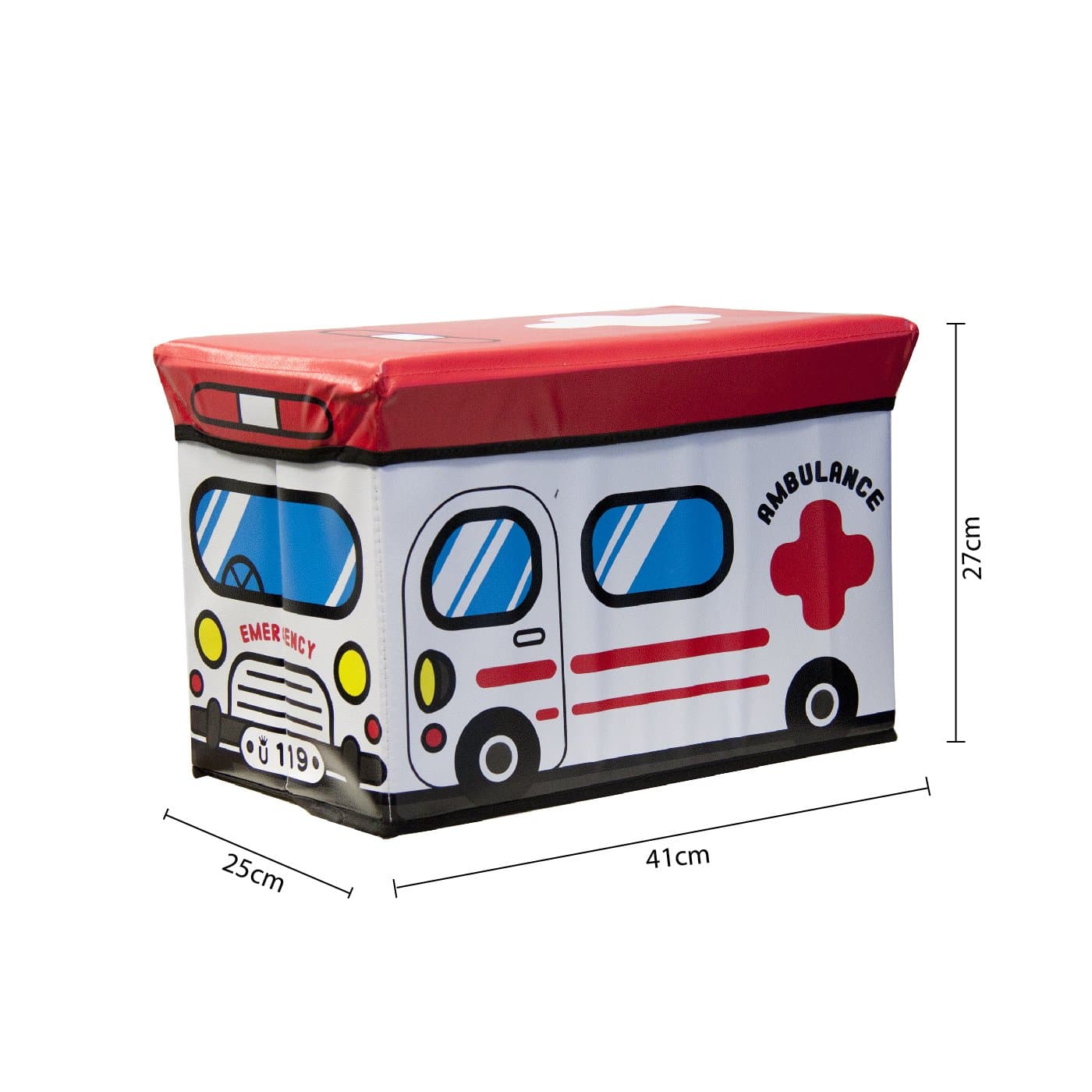 Детска Сгъваема Табуретка-Кутия за Съхранение и Сядане, Линейка - Terzico