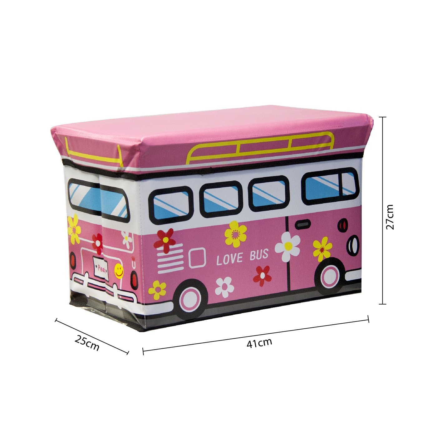 Детска Сгъваема Табуретка-Кутия за Съхранение и Сядане, Love Bus - Terzico