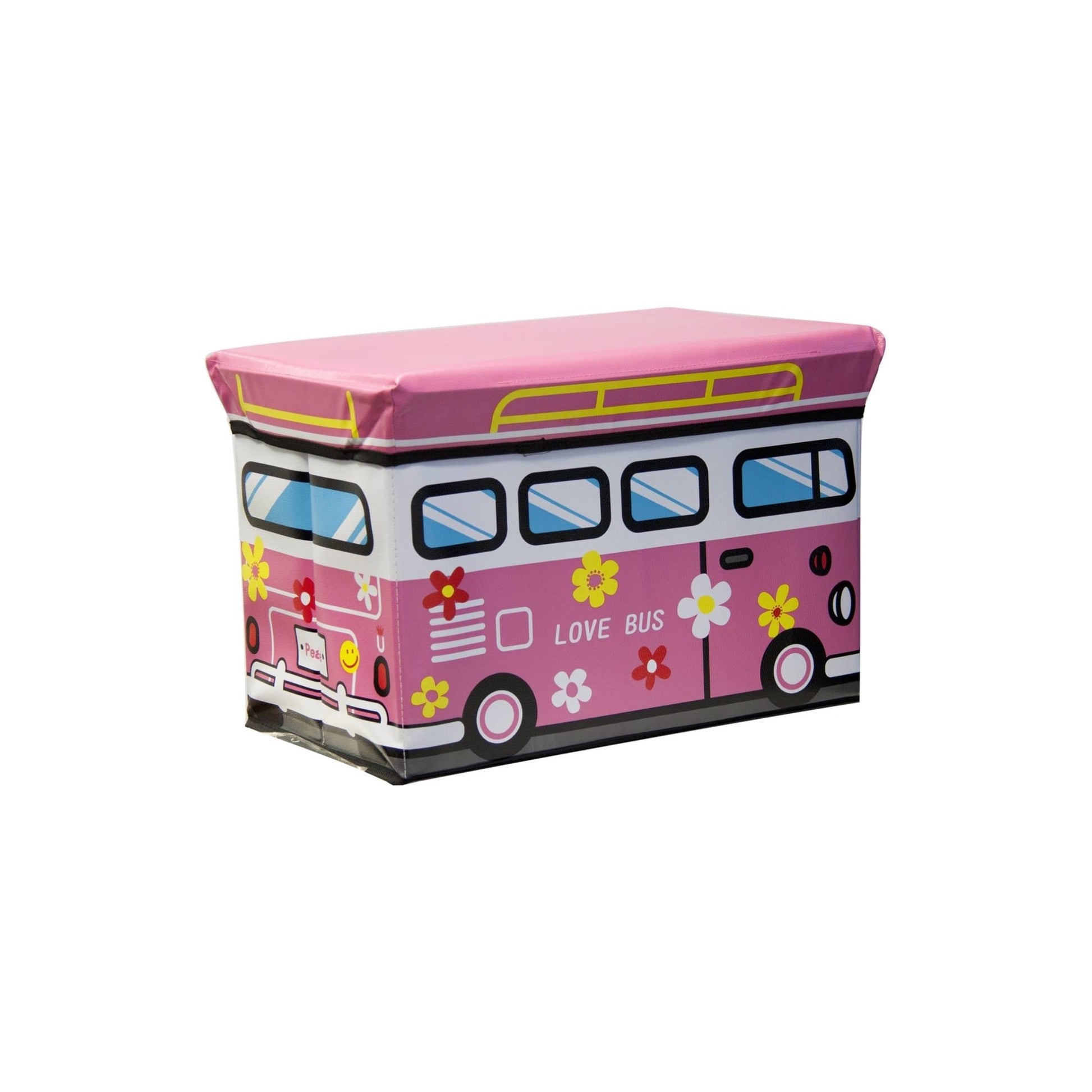 Детска Сгъваема Табуретка-Кутия за Съхранение и Сядане, Love Bus - Terzico