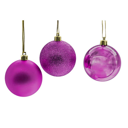 Коледени Топки, Декорация за Коледна Елха, 12 броя, 4 см - Лилави - Terzico