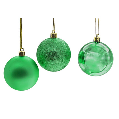 Коледени Топки, Декорация за Коледна Елха, 12 броя, 4 см - Зелени - Terzico