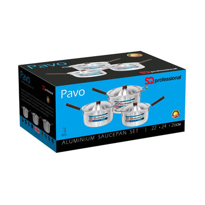 Комплект Алуминиеви Касероли Pavo с Капаци - 22 см, 24 см & 26 см - Terzico