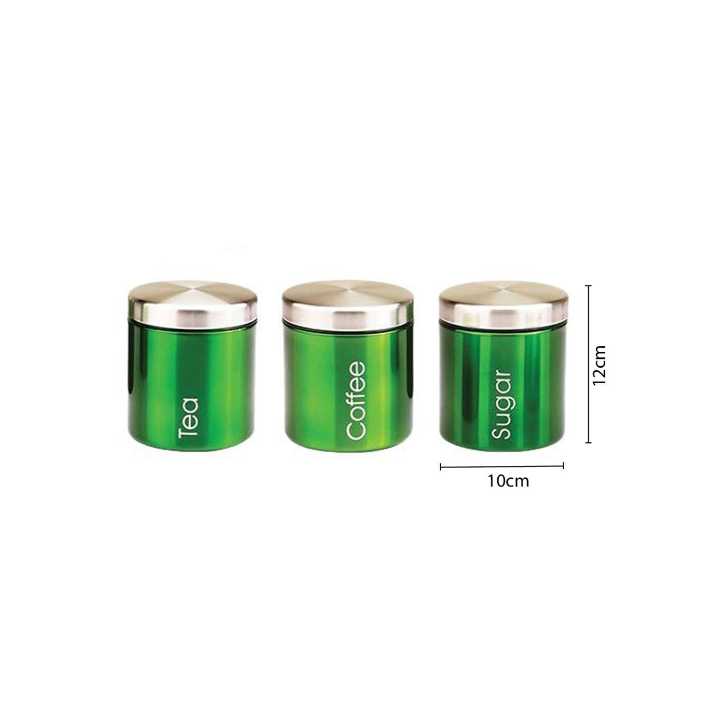Комплект Кутия за Хляб и 3 Канистери за Съхранение на Кафе, Чай и Захар - Зелен - Terzico