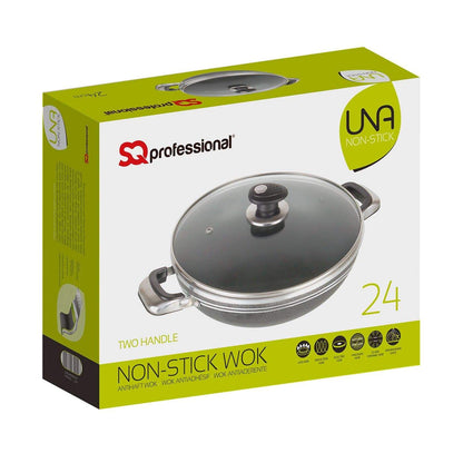 Уок Тиган Una с Капак и Две Дръжки, Незалепващо Покритие - 24 см - Terzico