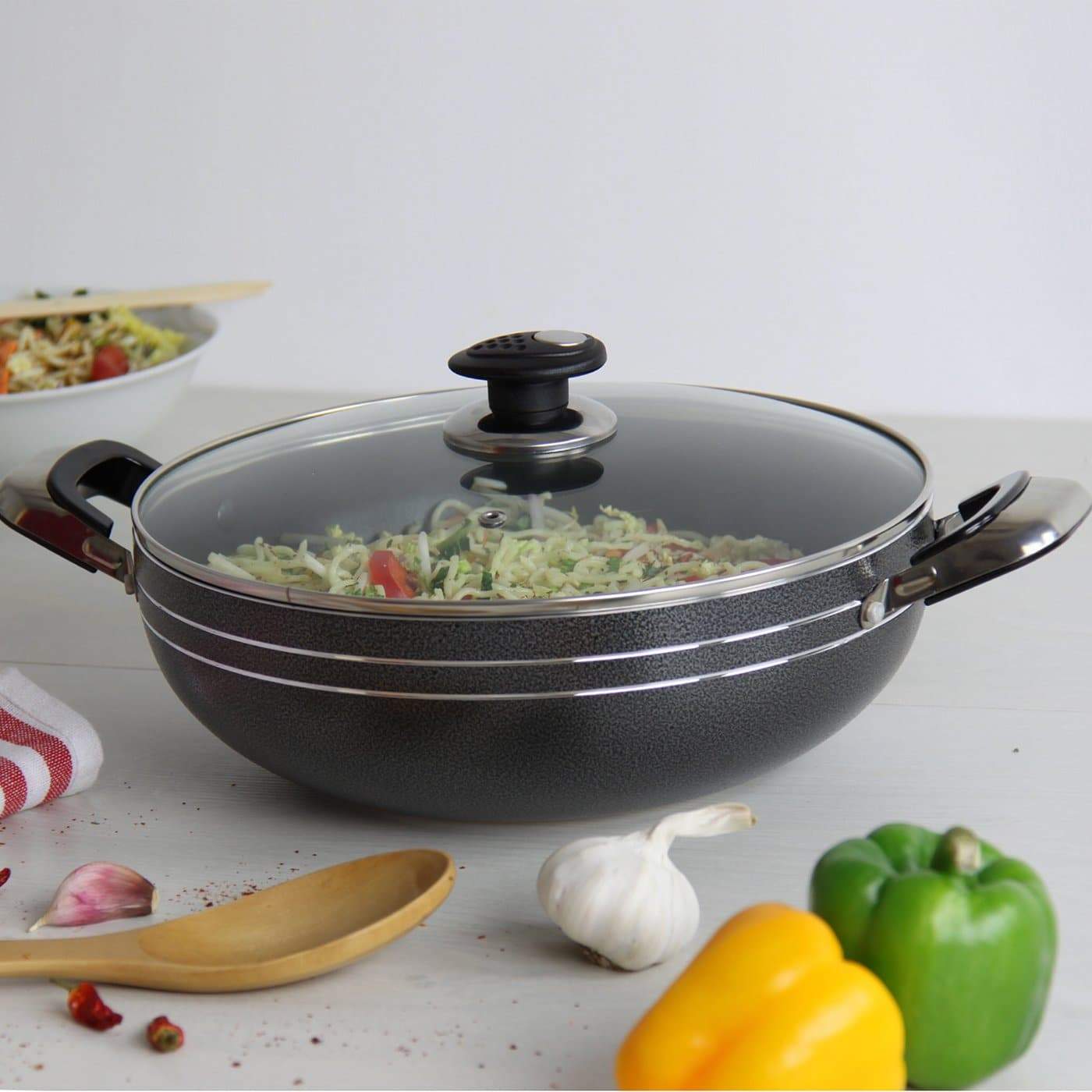 Уок Тиган Una с Капак и Две Дръжки, Незалепващо Покритие - 24 см - Terzico